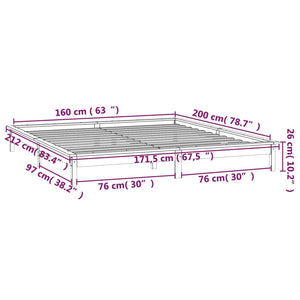 Holzbett mit LED Weiß 160x200 cm
