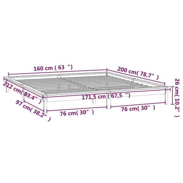 Holzbett mit LED Weiß 160x200 cm