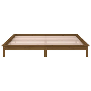 Massivholzbett mit LEDs 160x200 cm Honigbraun