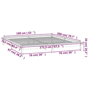 Massivholzbett mit LEDs Schwarz 160x200 cm