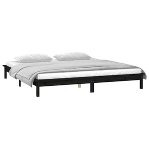 Massivholzbett mit LEDs Schwarz 160x200 cm