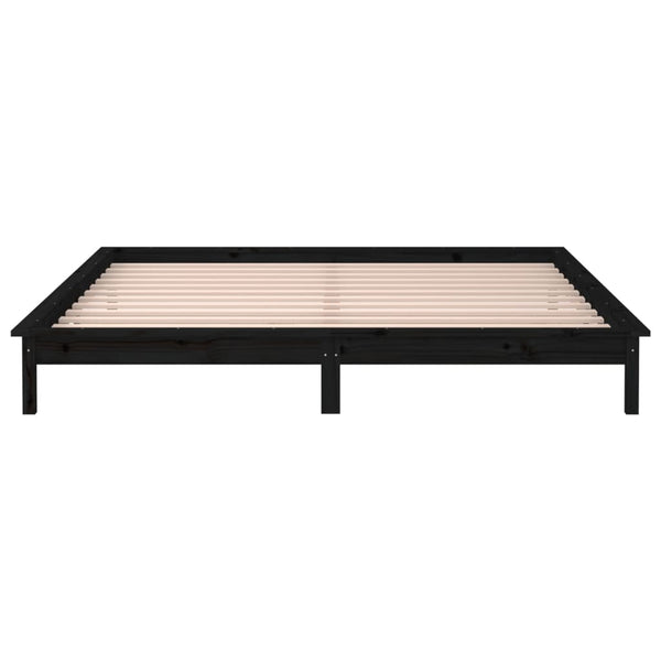 Massivholzbett mit LEDs Schwarz 160x200 cm