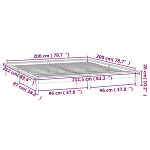 Massivholzbett mit LEDs 200x200 cm