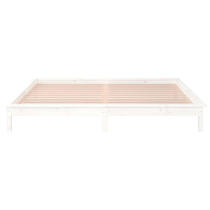 Massivholzbett mit LED Weiß 200x200 cm