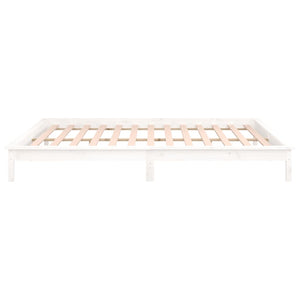 Massivholzbett mit LED Weiß 200x200 cm