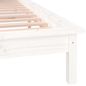 Massivholzbett mit LED Weiß 200x200 cm