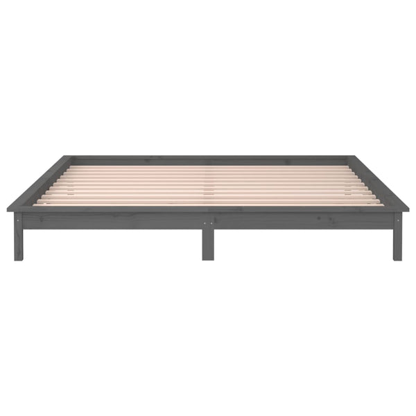 Massivholzbett Grau 200x200 cm mit LED