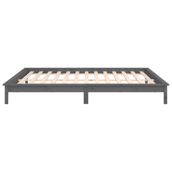 Massivholzbett Grau 200x200 cm mit LED
