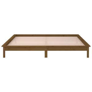Massivholzbett Honigbraun mit LED 200x200 cm