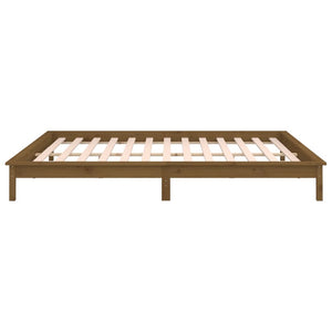Massivholzbett Honigbraun mit LED 200x200 cm