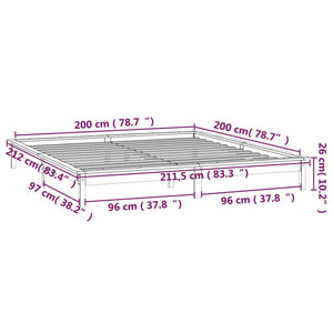 Massivholzbett mit LED Schwarz 200x200 cm