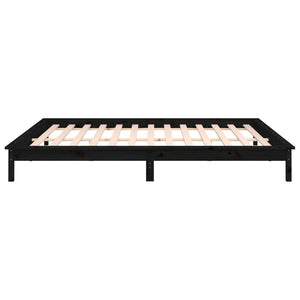 Massivholzbett mit LED Schwarz 200x200 cm