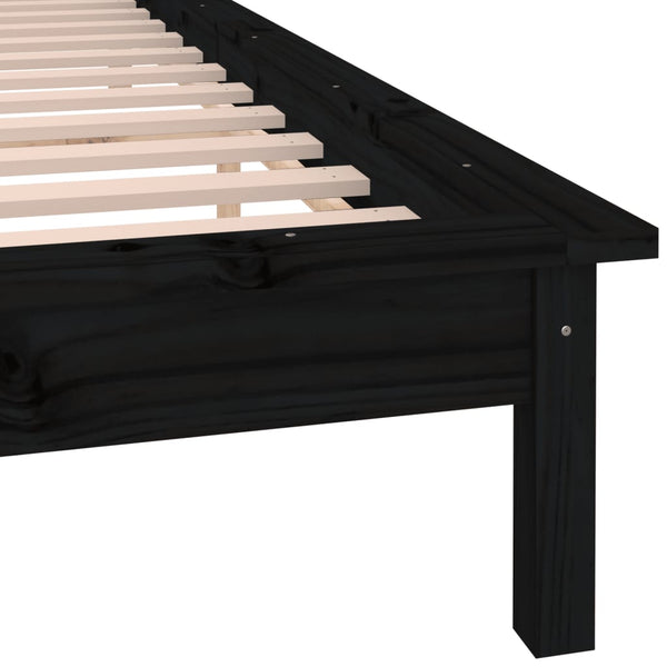 Massivholzbett mit LED Schwarz 200x200 cm