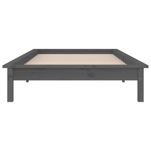 Graues Massivholzbett mit LEDs 75x190 cm