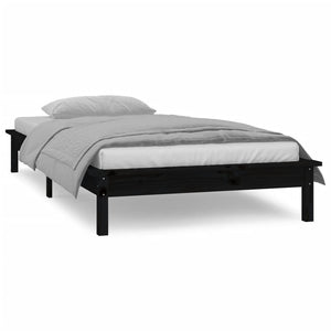 Schwarzes Holzbett mit LEDs 75x190 cm