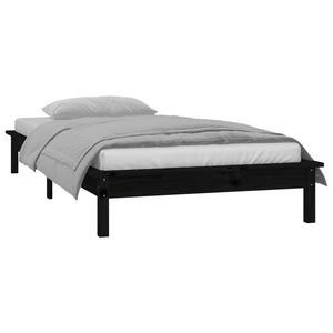 Schwarzes Holzbett mit LEDs 75x190 cm