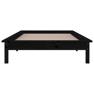 Schwarzes Holzbett mit LEDs 75x190 cm