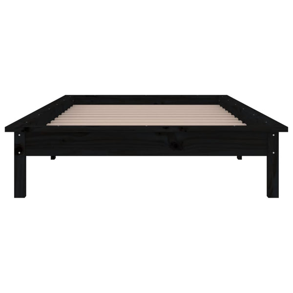 Schwarzes Holzbett mit LEDs 75x190 cm