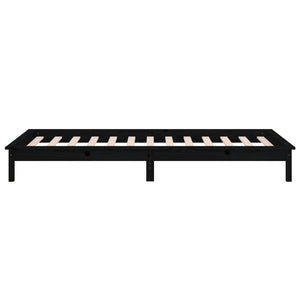 Schwarzes Holzbett mit LEDs 75x190 cm