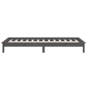 Massivholzbett Grau 90x190 cm mit LEDs