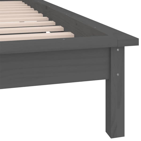 Massivholzbett Grau 90x190 cm mit LEDs