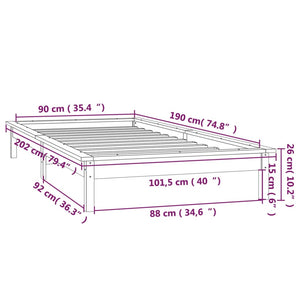 Schwarzes Holzbett mit LED 90x190 cm