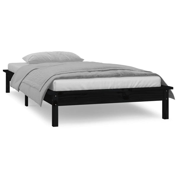 Schwarzes Holzbett mit LED 90x190 cm