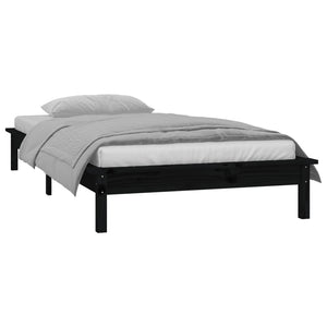 Schwarzes Holzbett mit LED 90x190 cm