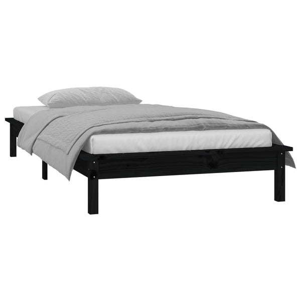 Schwarzes Holzbett mit LED 90x190 cm
