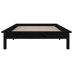Schwarzes Holzbett mit LED 90x190 cm