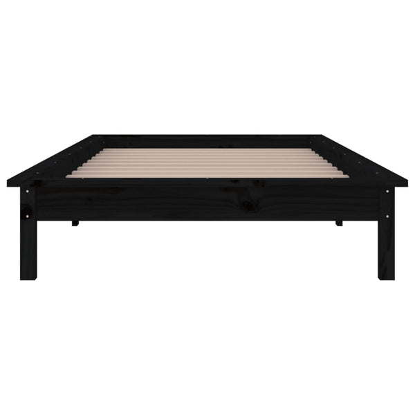 Schwarzes Holzbett mit LED 90x190 cm