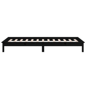 Schwarzes Holzbett mit LED 90x190 cm