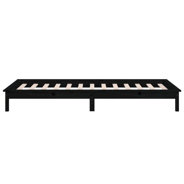 Schwarzes Holzbett mit LED 90x190 cm