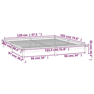 Massivholzbett mit LED Grau 120x190 cm