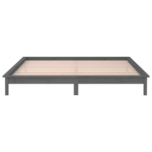 Massivholzbett mit LED Grau 120x190 cm