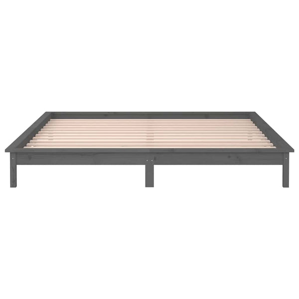 Massivholzbett mit LED Grau 120x190 cm