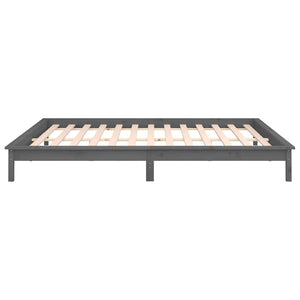 Massivholzbett mit LED Grau 120x190 cm