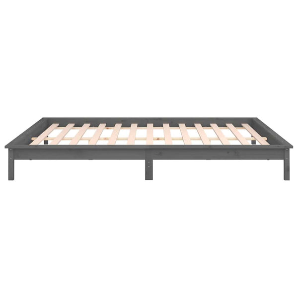 Massivholzbett mit LED Grau 120x190 cm