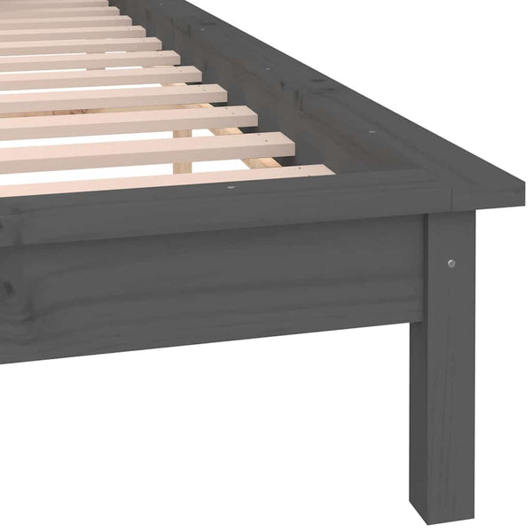 Massivholzbett mit LED Grau 120x190 cm