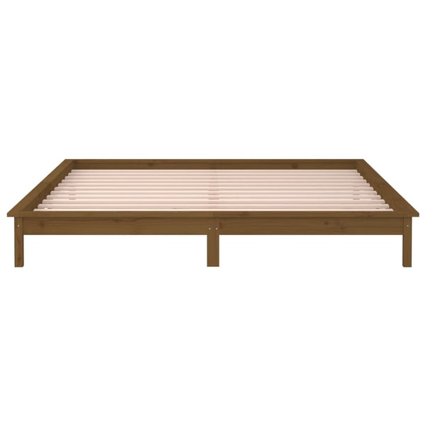 Massivholzbett mit LEDs Honigbraun 120x190