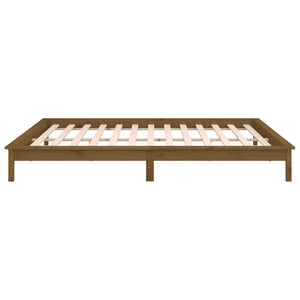 Massivholzbett mit LEDs Honigbraun 120x190