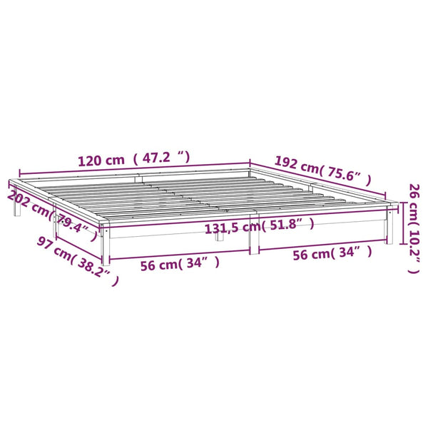 Massivholzbett mit LEDs 120x190 cm Schwarz