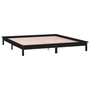 Massivholzbett mit LEDs 120x190 cm Schwarz