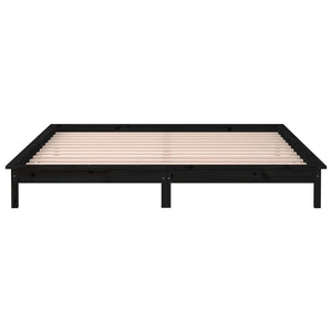 Massivholzbett mit LEDs 120x190 cm Schwarz