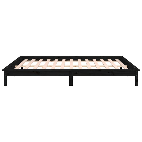 Massivholzbett mit LEDs 120x190 cm Schwarz