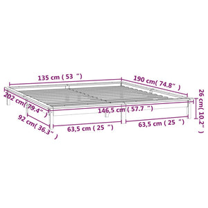 Massivholzbett mit LEDs Honigbraun 135x190