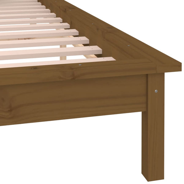 Massivholzbett mit LEDs Honigbraun 135x190