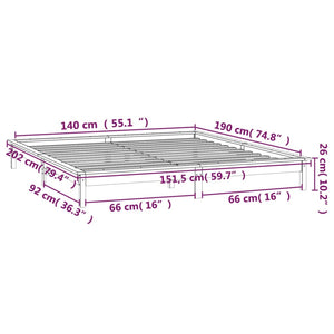 Massivholzbett Grau mit LEDs 140x190 cm
