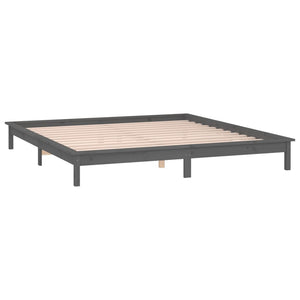 Massivholzbett Grau mit LEDs 140x190 cm