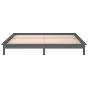 Massivholzbett Grau mit LEDs 140x190 cm